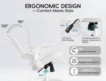 TRALT Office Chair - Ergonomic Office Chair with Back Support, Home Office Desk Chairs, Comfy Desk Chair, Computer Chair, 330lbs Wide Seat Big and Tall Office Chairs for Gamers(White)