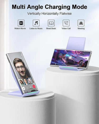 Fast Wireless Charger 2 Pack - NANAMI Wireless Charging Stand for iPhone 17/17 Air/16/15/14/13/12/12 Pro Max, Phone Charger Dock Compatible with Samsung Galaxy S26/S25/S24/S23/S22/S21,Pixel 6/5