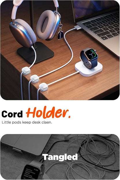 Cable Clips,12Pack Cord Holder Cord Organizer [1s Lock & Strongest Adhesive] Spring Cord Clips Phone Charger Wire Desk Cable Management Nightstand Home Office School Decor Women Cute Desk White