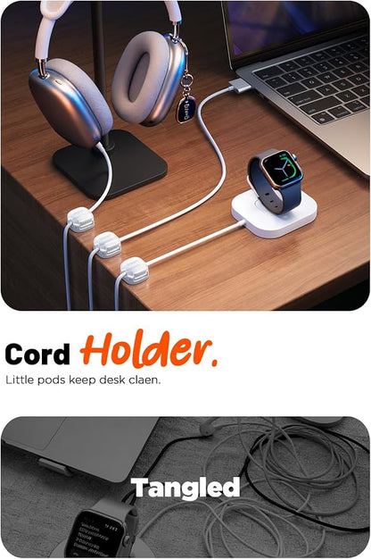 Cable Clips,8 Pack Cord Holder Cord Organizer [1s Lock & Strongest Adhesive] Spring Cord Clips Phone Charger Wire Desk Cable Management Nightstand Home Office School Decor Women Desk Accessories White