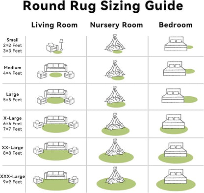 OLANLY Grass Green Round Rugs for Bedroom - Machine Washable, 4 ft Circle Area Rugs for Living Room, Soft and Fluffy Shaggy Carpet for Teen Girls and Boys, Nursery Rooms, Dorms, Home Decor Aesthetic