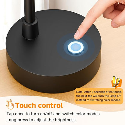 ShineTech LED Desk Lamp for Home Office, Dimmable Table Lamp with 3 Color Modes & Adjustable Brightness, USB-C Port, Touch Control, Eye-Caring Reading Lamp for Bedside, Study, Work