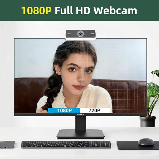 Webcam for PC,HD 1080P USB Plug-and-Play Computer Web Camera, HighDefinition Webcam for Desktop Laptop,Ideal for Online Class, Video ConferenceLive Streaming & Gaming