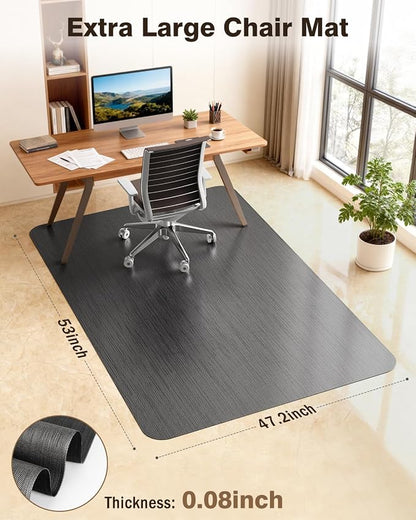 Blvornl Ultra Large Office Chair Mat for Hardwood Floor, Rolling Chair Mat for Hard Wood, Large Anti-Slip Hard Floor Protector, Heavy Duty Computer Desk Rug for Office and Home 47.2"*53" Black