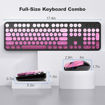 KNOWSQT Wireless Keyboard and Mouse Combo - Blackpink-Gradient Colorful 2.4G Typewriter Full-Size Cute Keyboards - USB Receiver Plug and Play, for Computer, PC, Laptop, Desktop, Windows