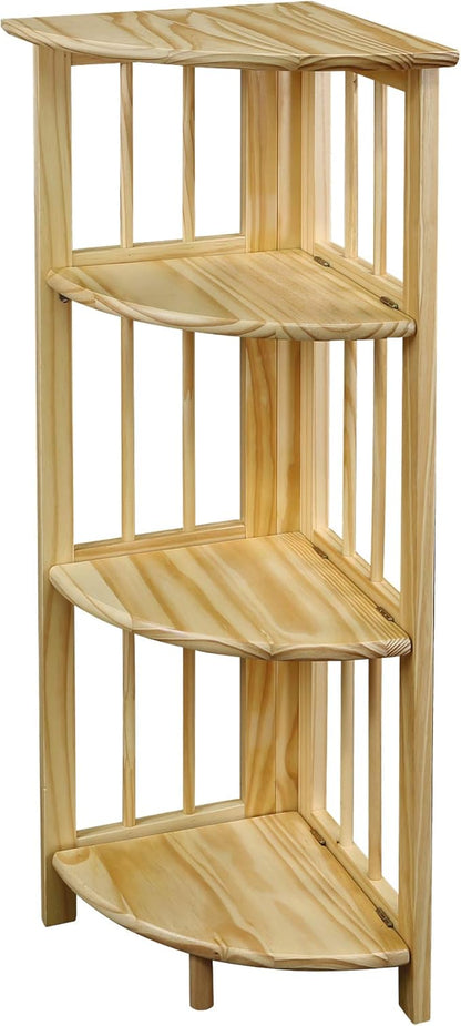 Casual Home 4-Shelf Corner Folding Bookcase, Natural