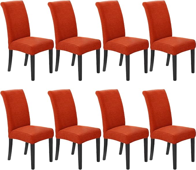 Stretch Chair Covers for Dining Room Set of 8, Removable Washable Dining Room Chair Covers, Dining Chair Slipcovers Seat Protector, Great Decor for Home and Banquet (Pureed Pumpkin, 8 Pack)