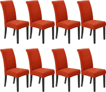 Stretch Chair Covers for Dining Room Set of 8, Removable Washable Dining Room Chair Covers, Dining Chair Slipcovers Seat Protector, Great Decor for Home and Banquet (Pureed Pumpkin, 8 Pack)