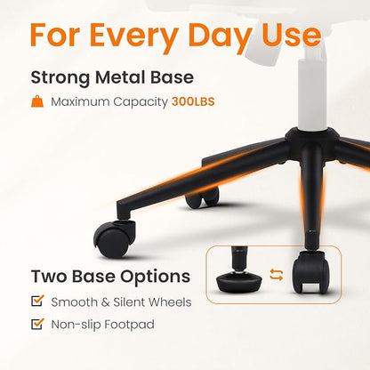 NEO CHAIR Criss Cross Chair with Wheels Armless Cross Legged Office Desk Wide Comfy Vanity Makeup Chair Adjustable Swivel Rolling Computer for Home Office PU Leather (Brown)