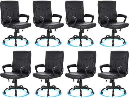 CLATINA Leather Office Executive Chair with Lumbar Support and Padded Armrestes, Swivel Rolling Ergonomic Mid Back Computer Task Desk Chair for Home, Conference, Waiting Room, Black, 8 Pack