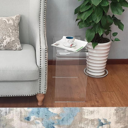 Acrylic Side Table, Clear Small End Table, Transparent Nightstand and Stool for Home Office, Living Room and Bedroom, 21" H x 21" W x 12" D