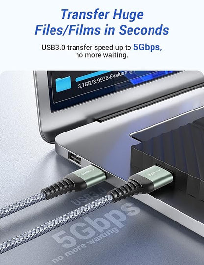 AINOPE USB to USB Cable, 1.5FT*1Pack USB 3.0 A to A Male to Male Cable [Never Rupture] Double End Type A Cord for Data Transfer, Compatible with Hard Drive Enclosures, Laptop Cooler, KVM, DVD Player