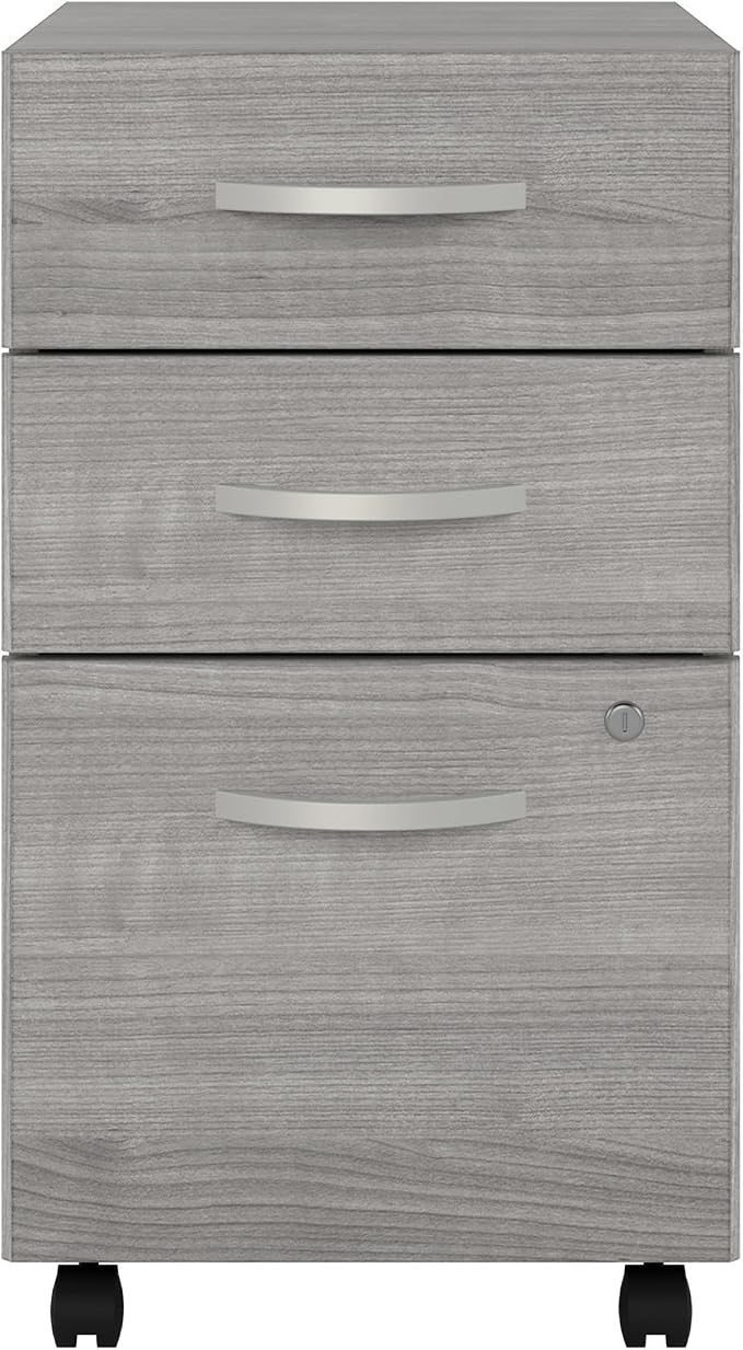 Bush Business Furniture Studio C 3 Drawer Mobile File Cabinet in Platinum Gray | Assembled Office Storage Unit for Home or Commercial Spaces