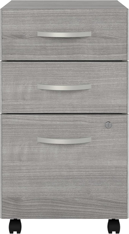 Bush Business Furniture Studio C 3 Drawer Mobile File Cabinet in Platinum Gray | Assembled Office Storage Unit for Home or Commercial Spaces