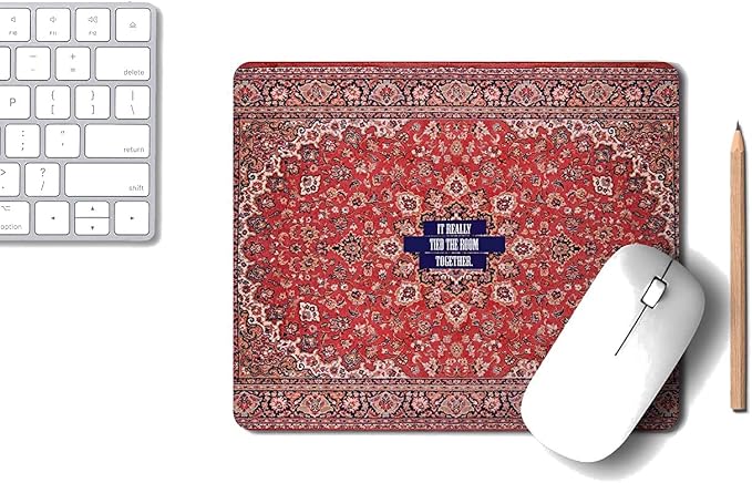 The Big Lebowski Mouse Pad - Oriental Rug Computer Mousepad, Non-Slip Neoprene Red Persian Rug Design