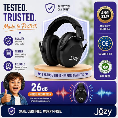 Jozy Noise Canceling Headphones for Kids, SNR 26dB Ear Protection for Autism, Sound Proof Sensory Muffs for Hearing, Concerts