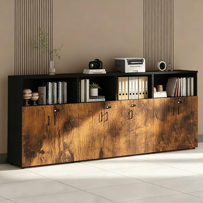 File Cabinet with Password Lock, Wood Lateral Filing Cabinet for Letter/A4 Files, 3 Drawer with Door, Printer Stand with Open Shelves for Home Office