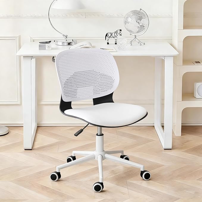 Home Office Chair, Armless Mid-Back Computer Desk Chair with Breathable Backrest and Padded Cushion, Height Adjustable Swivel Ergonomic Task Chair for Home, Work, Study