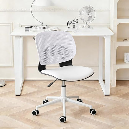 Home Office Chair, Armless Mid-Back Computer Desk Chair with Breathable Backrest and Padded Cushion, Height Adjustable Swivel Ergonomic Task Chair for Home, Work, Study