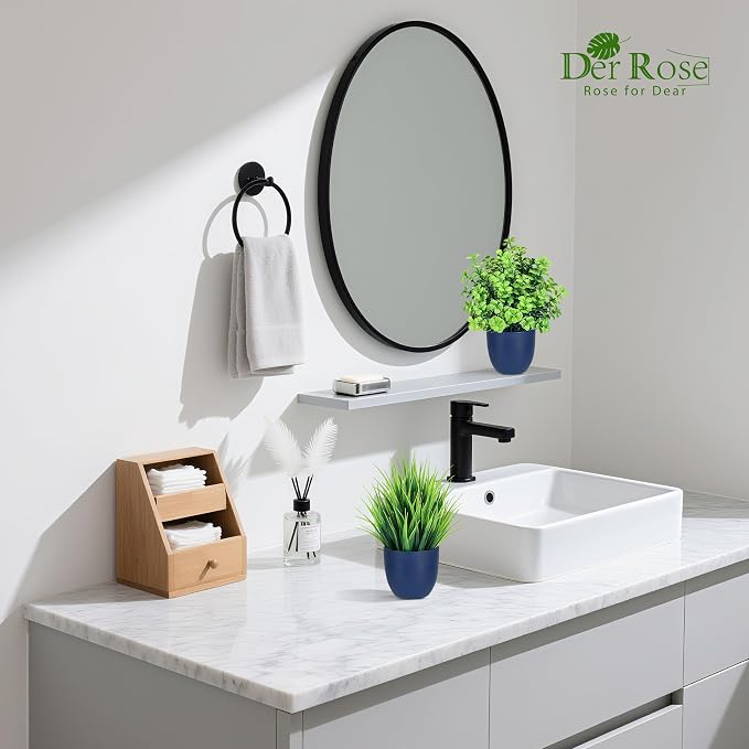 Der Rose 4 Pack Fake Plants Small Artificial Plants for Blue Bathroom Decor | Modern faux plants indoor, suit home kitchen table and bathroom decor accessories, easy-care greenery makes a nice gift