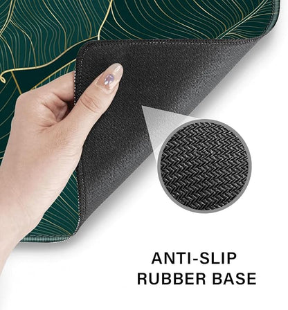 Desk Pad and Keyboard Wrist Rest, Large Mouse Pad + Keyboard Pad+Mouse Wrist Support, Non-Slip Desk Mat Protector for Office, Home 31.5×11.8 Inches Plant Leaves