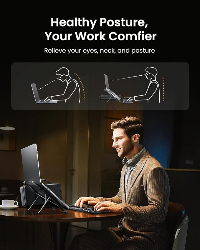 ProtoArc XKM01 CaseUp Foldable Bluetooth Keyboard Mouse Combo | Portable with Laptop Stand, Mobile Work Solution for On-the-Go, Compatible with Laptop PC Macbook, Windows Mac OS