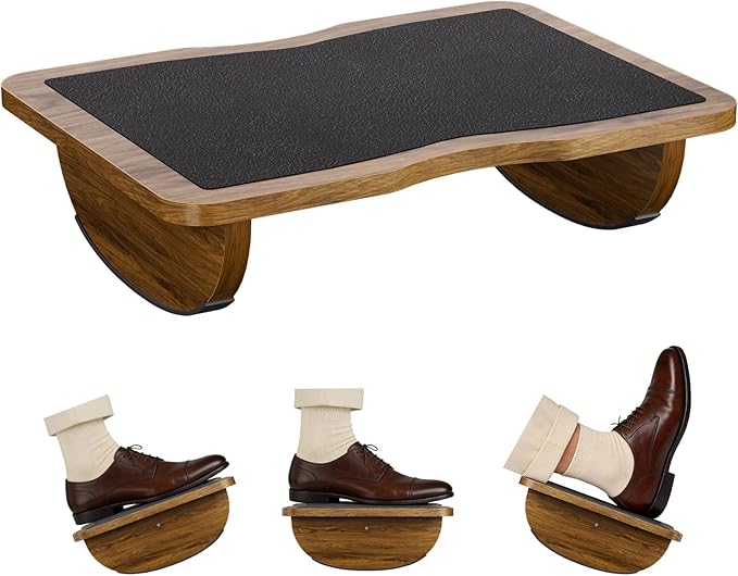 Ergonomic Wooden Footrest for Under Desk, Foot Rest with Anti-Slip Surface, Comfortable Desk Foot Stool for Office Home Gaming, Improve Posture & Promote Blood Circulation
