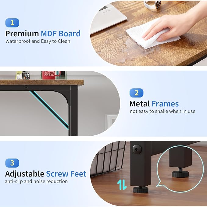 BestOffice Computer Desk,Home Office Desk, Modern Simple Style for Home Office Study Writing (Brown, 32 Inch)