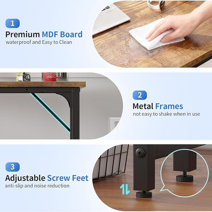 BestOffice Computer Desk,Home Office Desk, Modern Simple Style for Home Office Study Writing (Brown, 32 Inch)