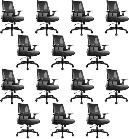 CLATINA 500lbs Big and Tall Office Chair Heavy Duty Mesh Ergonomic Computer Chairs with Adjustable Lumbar Support and Wide Comfy Seat for Home Office Conference Heavy People, Black, 14 Pack