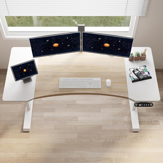 63 Inch Dual Motor Electric Standing Desk, Height Adjustable Sit Stand Desk with Memory Control and Spacious Desktop for Home Office