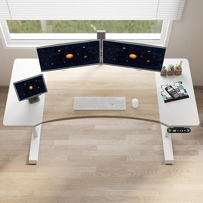 63 Inch Dual Motor Electric Standing Desk, Height Adjustable Sit Stand Desk with Memory Control and Spacious Desktop for Home Office