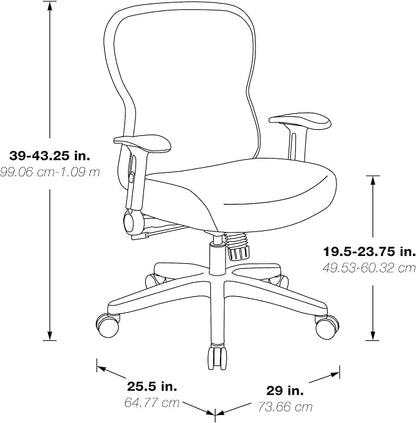 Space Seating 529 Series Deluxe R2 SpaceGrid Mesh Back and Memory Foam Seat, 2-to-1 Synchro Tilt Control, Adjustable Tilt Tension, Lumbar Support and Flip Arms Office Chair, Black