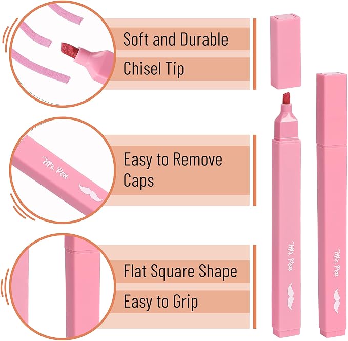 Mr. Pen- Aesthetic Highlighters No Bleed, 8 Pack, Assorted Colors | Chisel Tip, Cute Highlighters Assorted Colors for Journaling, Highlighting, Underlining, Fast Dry, Back to School Supplies