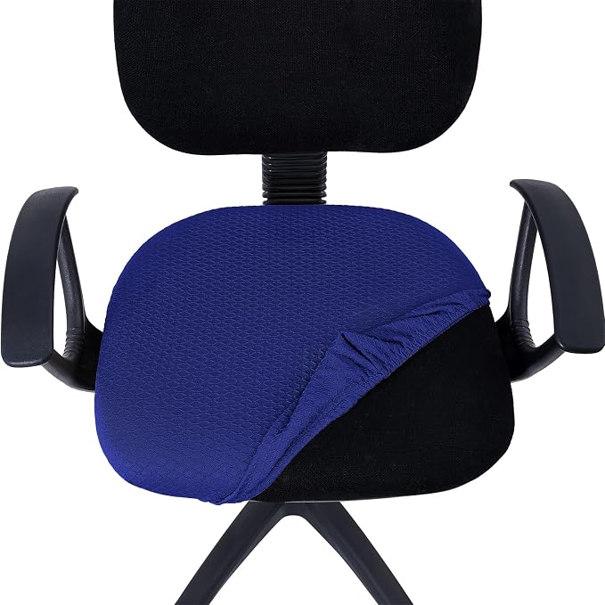 Smiry Stretch Jacquard Office Computer Chair Seat Covers, Removable Washable Anti-dust Desk Chair Seat Cushion Protectors - Royal Blue