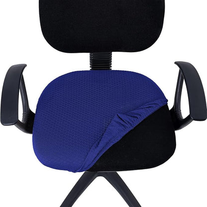 Smiry Stretch Jacquard Office Computer Chair Seat Covers, Removable Washable Anti-dust Desk Chair Seat Cushion Protectors - Royal Blue