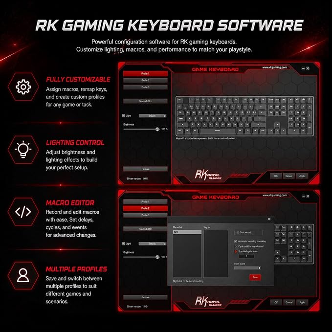 RK ROYAL KLUDGE S108 Typewriter Mechanical Keyboard, Wired Gaming Keyboard with Number Pad, Full Size Retro Keyboards w/Detachable Wrist Rest for Mac/Win/PC, Clicky Blue Switch, Rainbow Backlit Black
