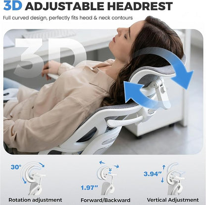 Office Chair, Ergonomic Office Desk Chair with Lumbar Support, Breathable Mesh Back & Thick Seat Cushion, High Back Office Desk Chairs Comfy for Home Office, Gray, Upgrade