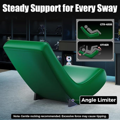 GTPLAYER Gaming Floor Rocking Chair – Rocker Floor Game Chair with Angle Limiter, Stylish Patterned Design, Comfortable Video Game Seat, Green Cat Pattern