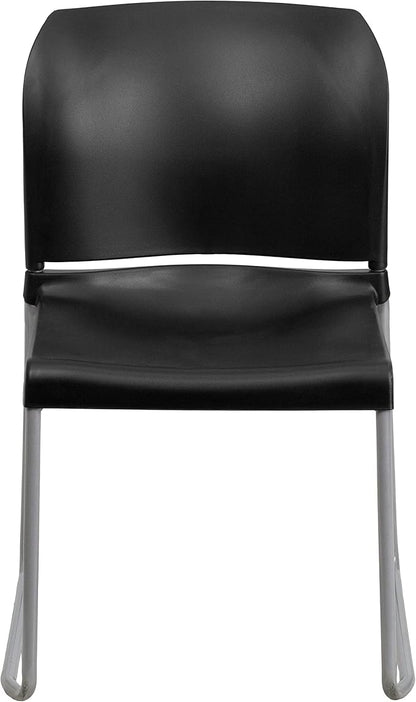 Flash Furniture Hercules Series Contoured Stacking Chairs for Waiting Rooms and Offices, Ergonomic Lobby Chairs with Curved Back, Set of 5, Black