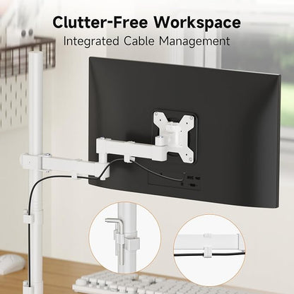 Bracwiser Single Fully Adjustable Standing Height Monitor Arm Stand Mount 800mm Tall for Monitor Computer Screen 13 15 17 19 20 22 23 24 26 27 30 32 inch VESA 75 100 (MD7821W)