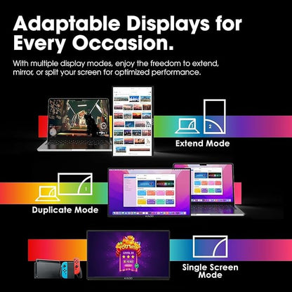 Kado Portable Monitor 15.6-Inch Ultra-Slim 100% sRGB 1080p IPS Display | Laptop Monitor 1920x1080 180° Kickstand, Carrying Case for PC, Mac, Phone, Dex, Xbox, PS5, USB-C & HDMI Connectivity