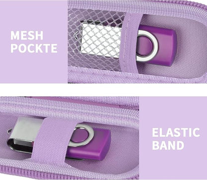 USB Flash Drive Case, SD Card Holder Compatible with Thumb Drive, Memory Cards, SDXC SDHC Storage Bag, Electronic Accessories Organizer for SanDisk for Samsung for Inland (Light Purple)