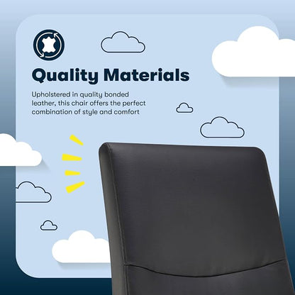 Serta Comfort Modern Executive Office Chair, Ergonomic Mid-Back Computer DeskChair, Semi Plush Cushion Seat, Double-Layer SertaQuality Foam, Padded Armrests, Metal Swivel Base, Bonded Leather, Black