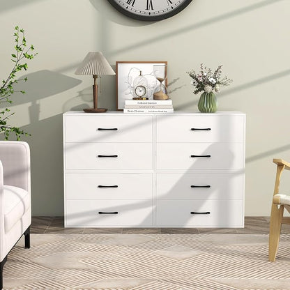 2 Drawer Lateral File Cabinet, Stackable Home Office Drawers, Under Desk Printer Stand, Low Storage Organizer, Horizontal Wooden Filing Cabinet for Study Living Room, No Wheels (2, White)