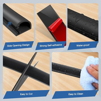 Silicone Cord Covers Wall Self-Adhesive Cord Covers for Wires on Wall Wire Hider Flexible Cable Hider with Side-Opening for Home Office TV Cable Management (0.31" W x 0.31" H x 39" L, Black)