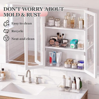 DILIBRA 16 Pcs Clear Extendable Drawer Organizer, 3-Size Adjustable | Plastic Non-Slip Storage Bins, For Makeup Cosmetic Jewelries, For Utensils Stationery, For Dressers Tool, Desk Drawer Storage