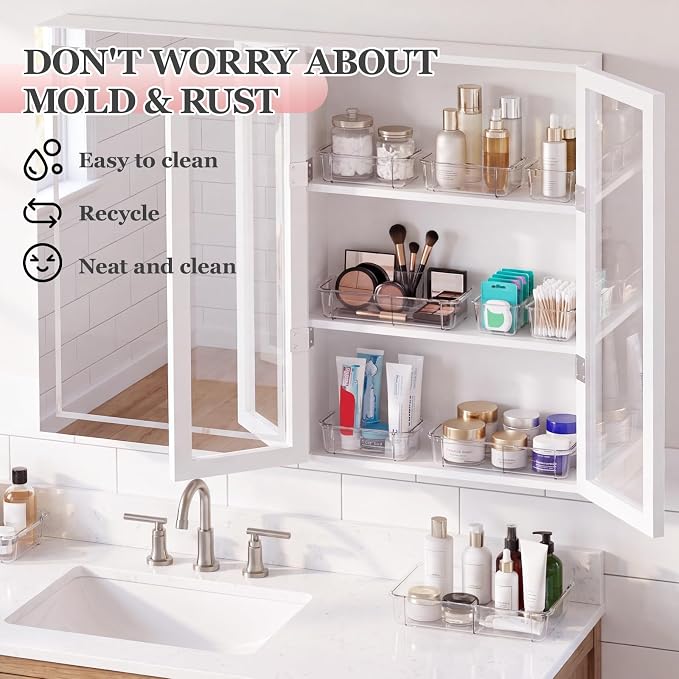 DILIBRA 20 Pcs Clear Extendable Drawer Organizer, Adjustable Drawer Storage 3-Size Desk Drawer Organizer, Plastic Non-Slip Storage Bins for Makeup Cosmetic Jewelries Utensils Stationery Dressers Tool