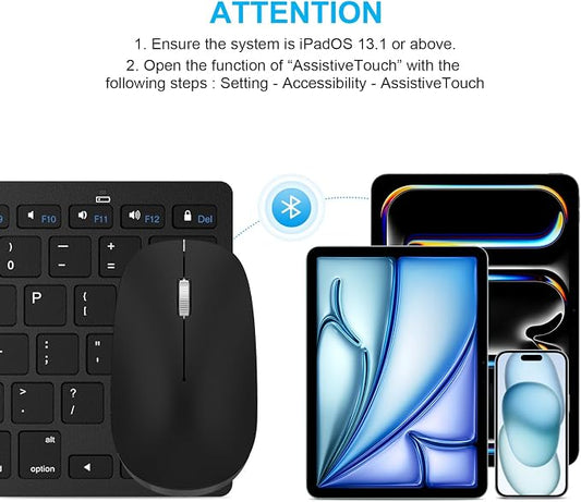 SPARIN Wireless Bluetooth Keyboard and Mouse for iPad 11th 10th Generation, iPad Air (13/11 inch), iPad Pro 13/12.9/11 inch, iPad 9th 8th Gen, iPad Mini 7th 6th-8.3 inch, Above iOS13- Black