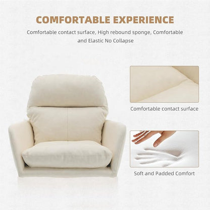 YITAI Adjustable Home Office Desk Chair with Comfy Square Mid-Back, Faux Leather 360 Swivel Upholstered Task Armchair with Wheels for Vanity Bedroom/Living Room,White